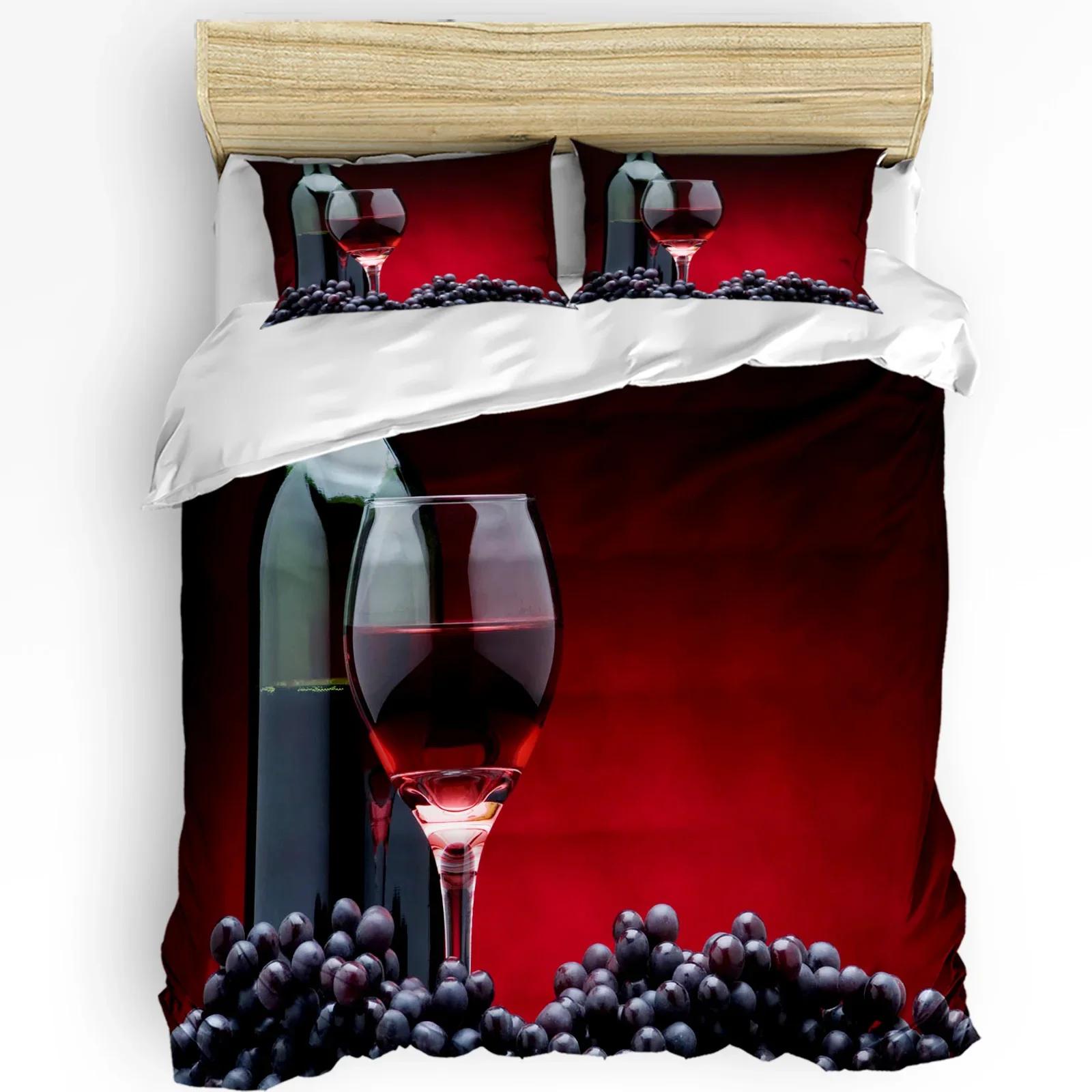 Red Wine Grape Fruit Printed Comfort Duvet Cover Pillow Case Home Textile Quilt Cover Boy Kid Teen Girl Luxury 3pcs